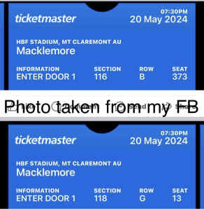 2 x Macklemore Tickets