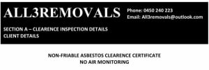 Certificate of Clearance for asbestos removal