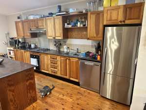 SOLID TIMBER (Doors) Kitchen cabinets, stone bench, island, appliances