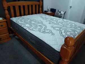 SOLD - PENDING PICKUP - QUEEN SIZE PINE BED AND MATTRESS
