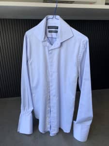 RHODES & BECKETT Slim Fit Double Cuffed Shirt - Blue - Size 39cm (S)