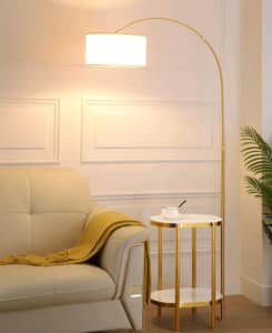 Modern Gold Table Floor LED Lamp with Marble table top 