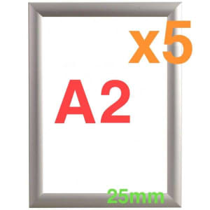 5x A2 Square Corner Wall Mounted Snap Frame/Photo Frame 25mm