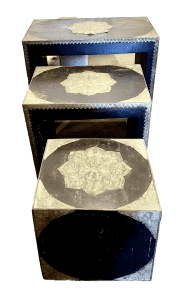 Vintage Nesting Coffee Tables Set of 3 Handcrafted Moroccan Style Wood