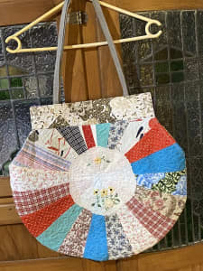 Market Bag Tote Handmade Patchwork Vintage Doily Recycled Textiles