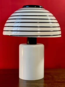 Murano black and white stripe mushroom table lamp.