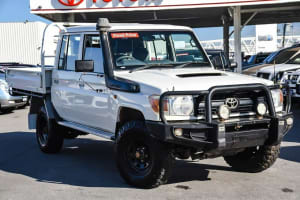 2014 Toyota Landcruiser VDJ79R Workmate Double Cab French Vanilla 5 Speed Manual Cab Chassis