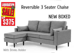 CHEAP SOFA Chicago 3 seater with REVERSIBLE CHAISE!