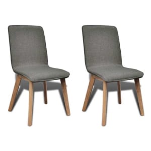 Dining Chairs 2 pcs Light Grey Fabric and Solid Oak Wood...
