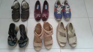 Shoes and slippers, various sizes plus Cardigans, Tops, other items