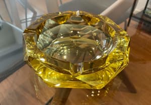 Vintage yellow glass ashtray