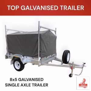 8x5 Single Axle Trailer Galvanised Tipper Trailer Cover, 1.6m Drawbar