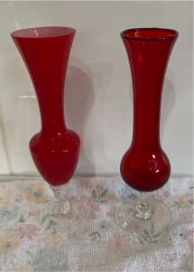Ruby red art glass vases $10 Each 