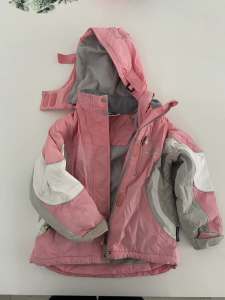 Kids pink and white snow jacket - size 8