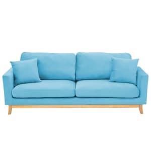 Sarantino 3 Seater Faux Velvet Wooden Sofa Bed Couch Furniture Blue