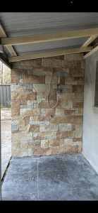 stacked stone - wall feature