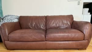 Brown Premium Leather 2-Seat Sofa
