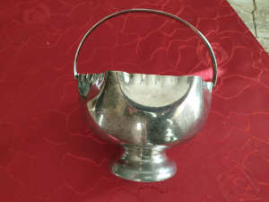 Antique Silver Sugar Bowl / Cellar Basket