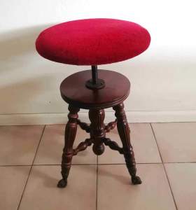 Victorian style vintage adjustable piano stool with ball and claw feet