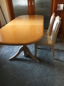 Dining Table x 6 Chairs Beige in colour