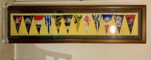 Rare 1960s VFL Flags Collection - framed footy memorabilia!
