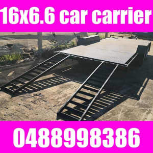 16x6.6 car carrier tandem trailer flatbed with ramps aus made