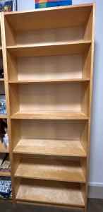 Large Solid Wood 6-Shelf Bookcase - with mini bookcase for free!