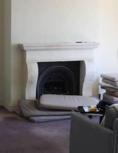 Stone fire surround and gas fire