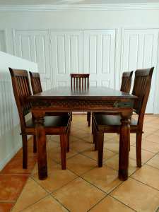 Solid Timber Dining Table & 5 Chairs