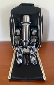 Picnic Coffee Set inside the Black & White Backpack - 37cmH x 30cmW