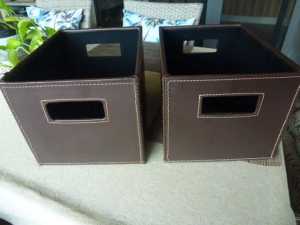 LEATHER LOOK VINYL STORAGE BOXES. 2 for $5 each