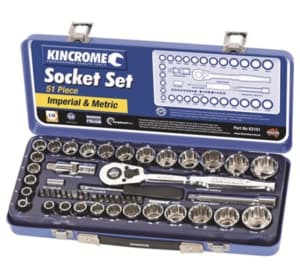 Kincrome Socket Set 51 Piece 1/2″ Square Drive Imperial & Metric