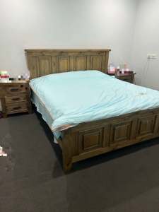 King size bed and mattress and 2 bedsides