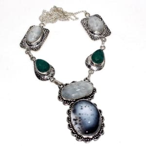 K94 sold dendrite opal emerald moonstone necklace  listing $28 with 3