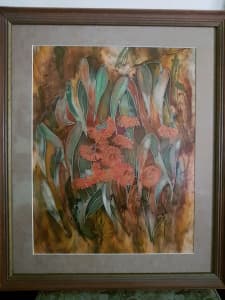 Silk painting signed $110.00