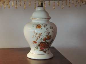 Porcelain table lamp BASE floral flower design, 2.2m length power cord
