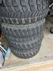 LANDCRUISER RIMS AND TYRES 5 STUD GOODYEAR KEVLA REINFORCED TYRES X 4