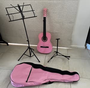 Kid’s Pink Guitar with Stand & Music Stand