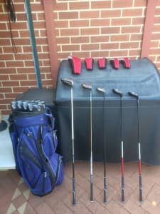 Golf clubs and golf bag