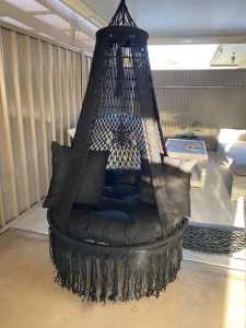 Macrame Hanging Swing Chair - Black colour - brand new & excellent qua