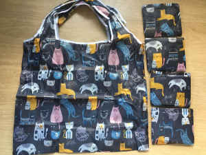 (NEW) Cats pattern - Folding Pocket Shopping Bags x 5