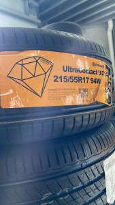 CONTINENTAL Ultra Contact UC7 215/55R17 94W Tyres $169 ea fitted