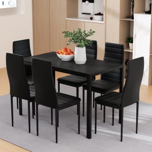 Dining Chairs and Table Dining Set 6 Chair Set Of 7 Black...