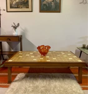 Tiled coffee table Vintage Scandanavian timber and tiles