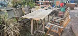 Old timber 4 seat outdoor dining set