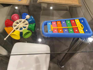Childrens play musical instruments