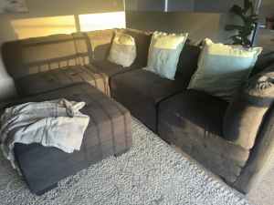 Navy blue modular L shaped couch needs new Home 