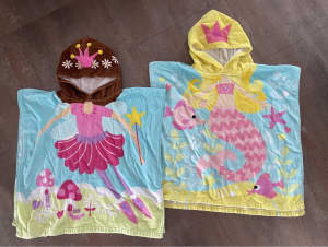 Kids hooded towels x 2 (mermaid & fairy)
