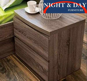Fully constructed Bali 2 Drawer Bedside chest Table mocha