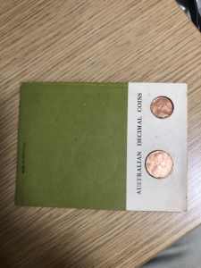 3blue & green cards of Uncirculated Australian decimal coins from 1966